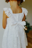little girls white lace scalloped edge flower girl dress