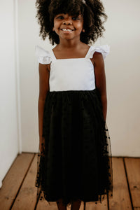 black and white flower girl dress