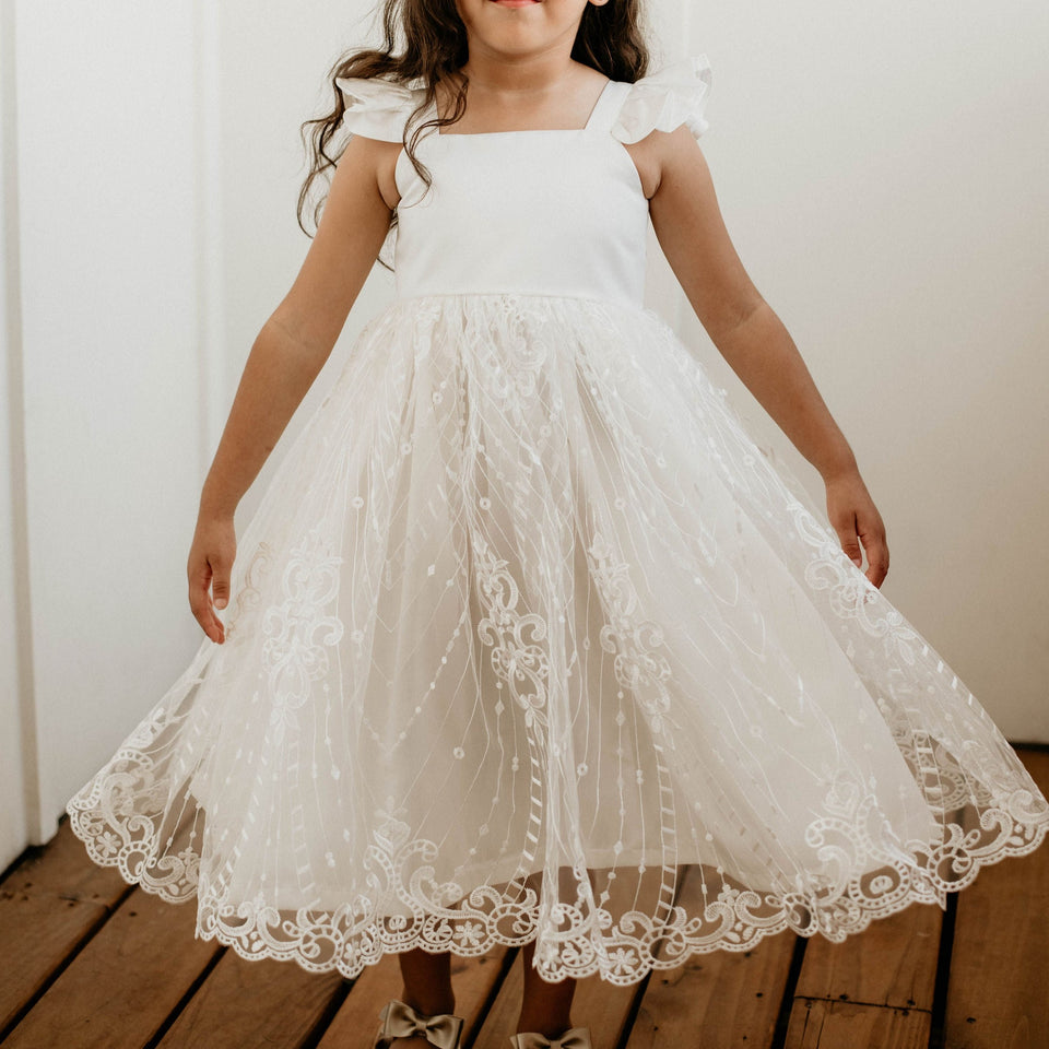 white flower girl dresses