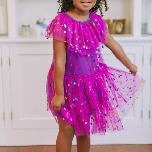 little girls purple tulle dress