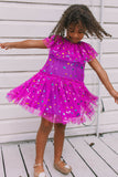 Girl's Purple Confetti Tulle Polka Dot Party Dress