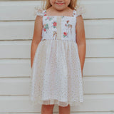 Little Girl's Woodland Creatures Wonderland Print Tulle Twirl Dress