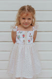 Little Girl's Woodland Creatures Wonderland Print Tulle Twirl Dress