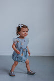 Infant Girl’s Sequin Star Gray Tulle Bubble Romper