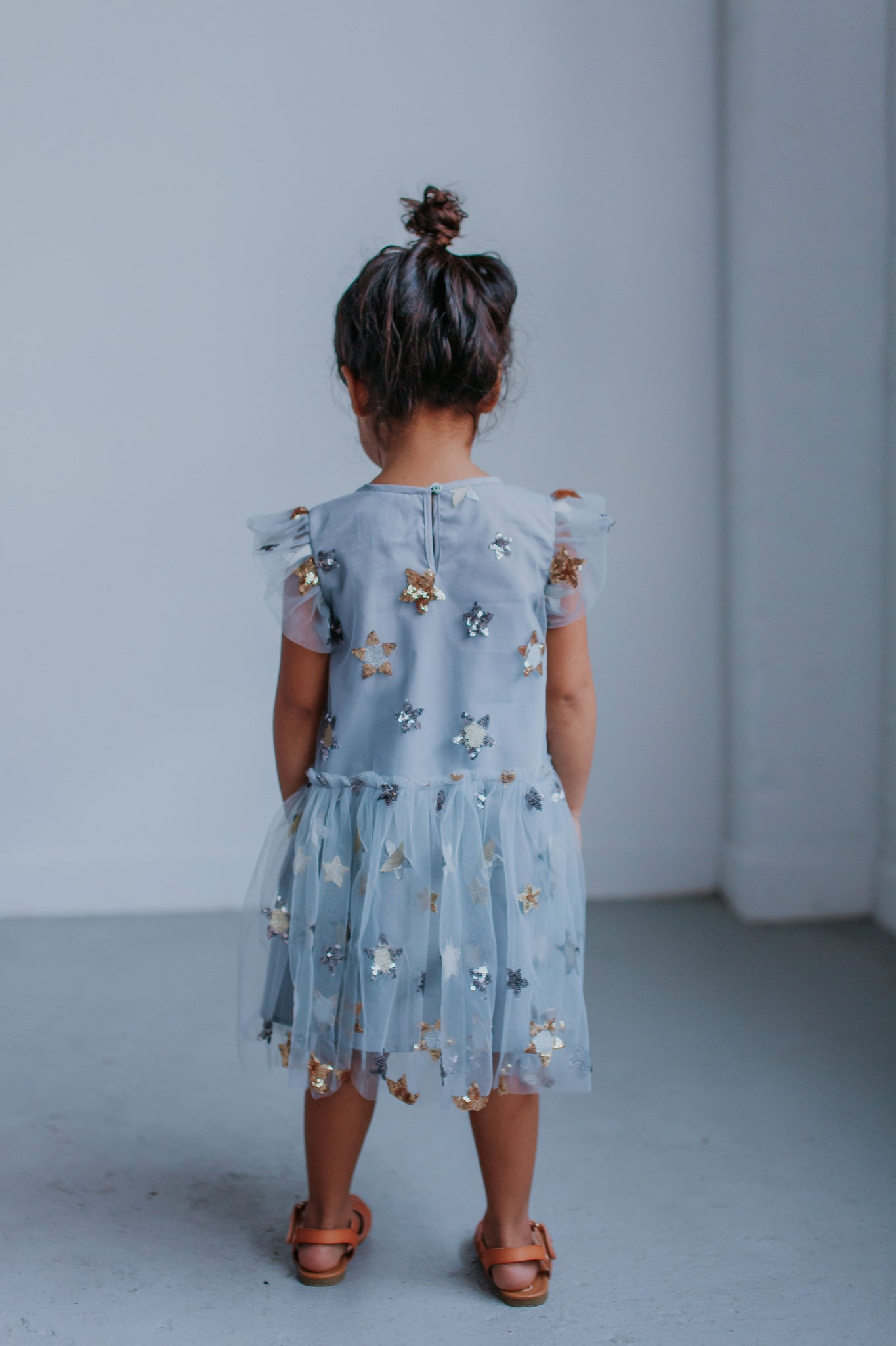 Little Girl's Sequin Star Gray Tulle Dress – cuteheads