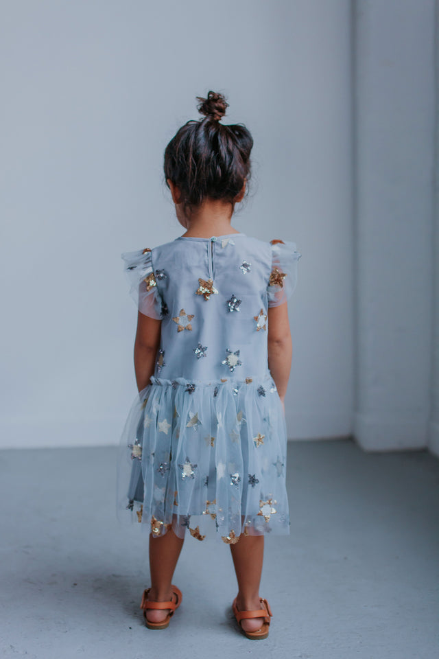 gray tulle star dress