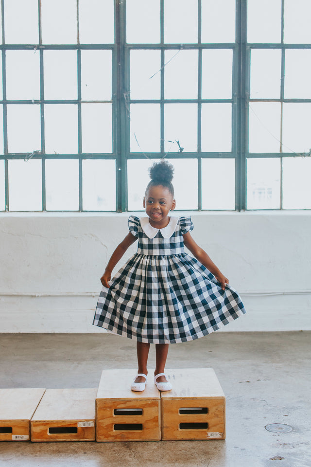 Black and white online plaid dress girls