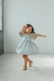 little girls pale blue flutter sleeve dress