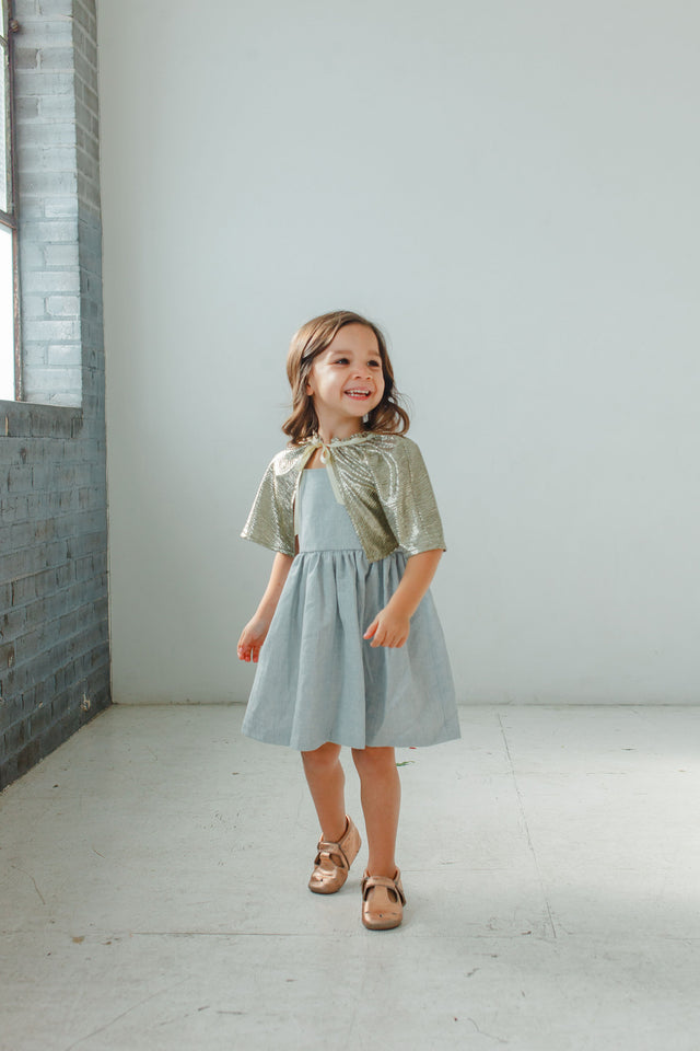 little girls sky blue ruffle dress