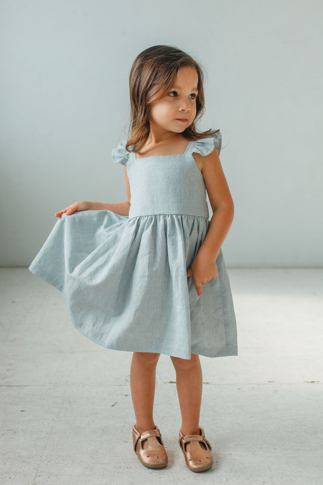 little girls light blue ruffle party dress