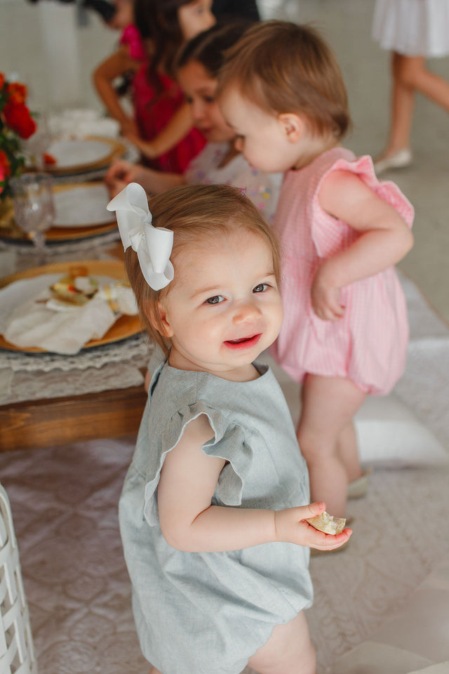 baby girls sky blue bubble romper