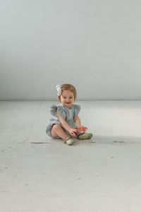 baby girls pale blue flutter sleeve romper