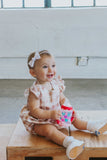 Infant Girl's Rose Gold Plaid Bubble Romper