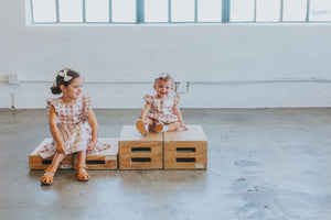 Infant Girl's Rose Gold Plaid Bubble Romper