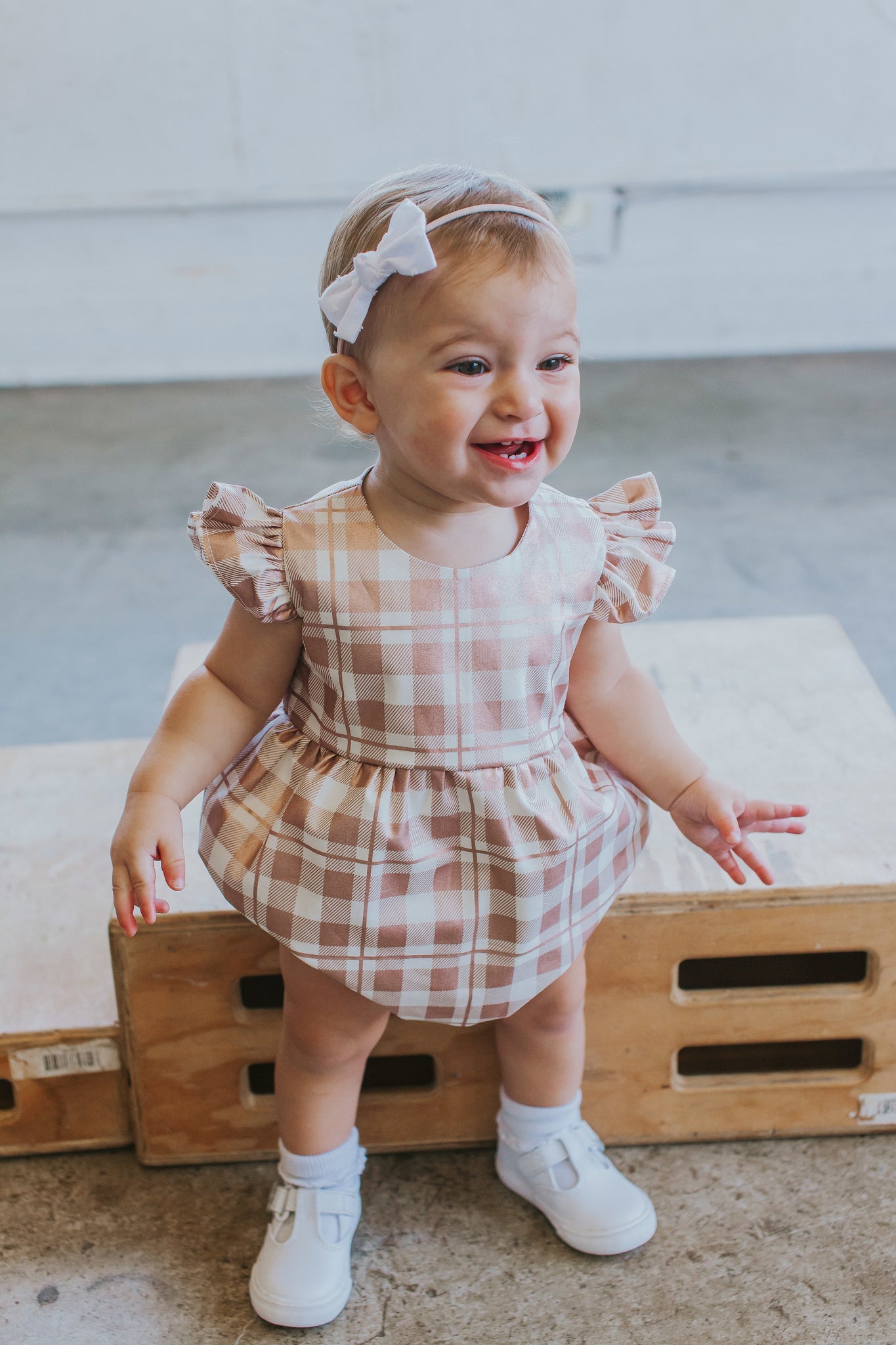 Baby plaid romper cheap