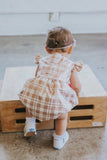 Infant Girl's Rose Gold Plaid Bubble Romper