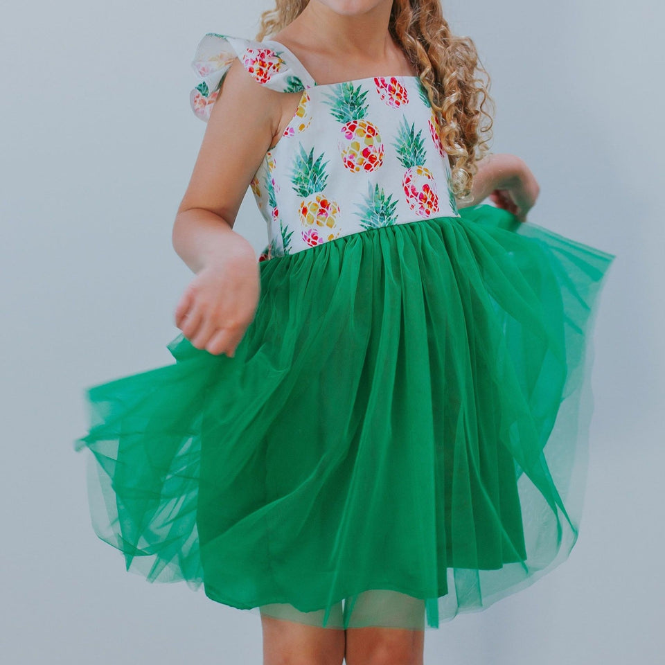 cuteheads Little Girl's Kelly Green Rainbow Tulle Dress 8 / Green/Multi