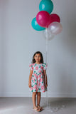 Little Girl's Pink Floral Double Gauze Cotton Twirl Dress