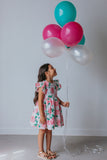 Little Girl's Pink Floral Double Gauze Cotton Twirl Dress