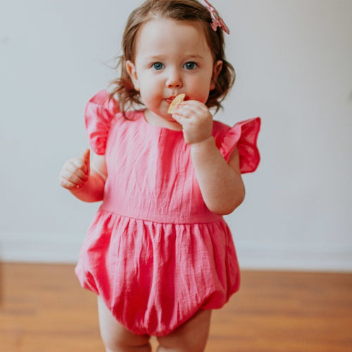 hot pink bubble romper