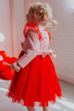 pink and red tulle dress
