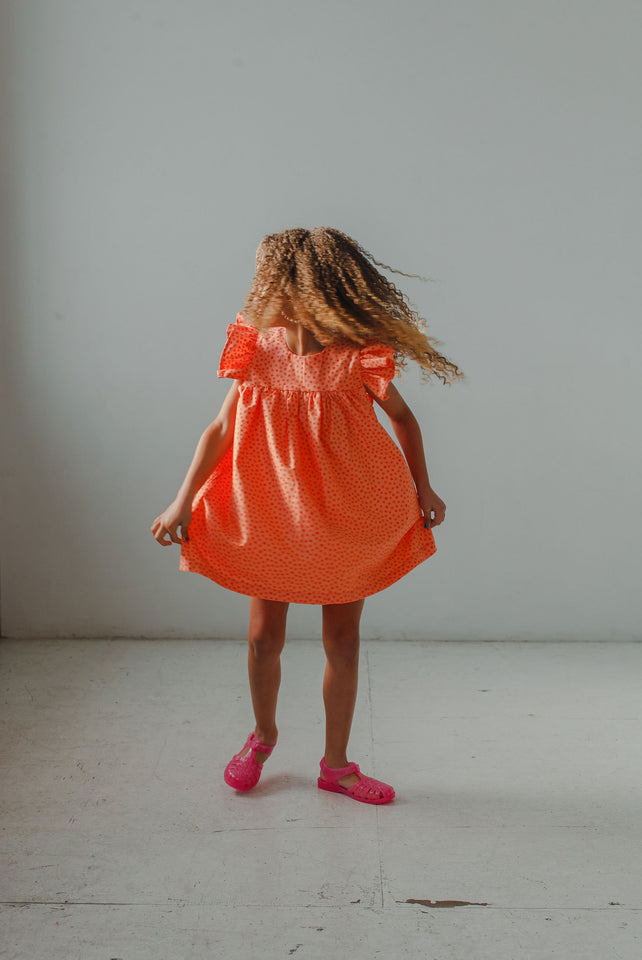 little girls orange polka dot sundress