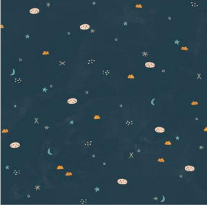Infant Girl's Navy Stargazing Print Ruffle Sleeve Bubble Romper