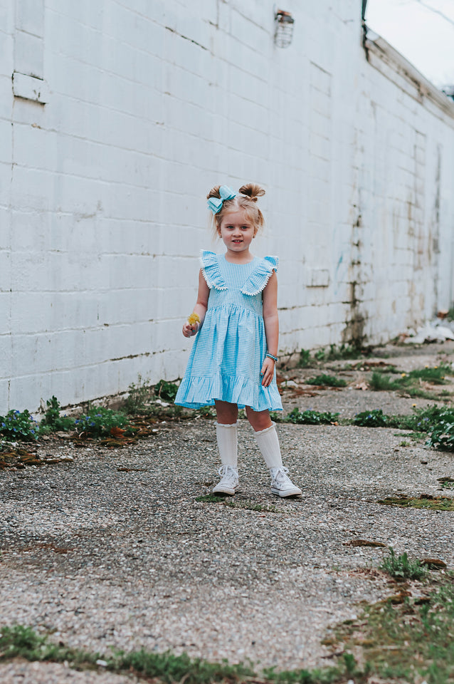 girls blue gingham dress
