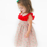 little girls red and green polka dot dress 