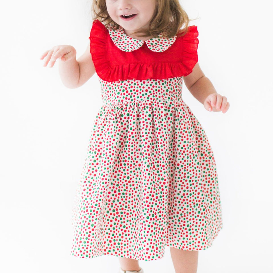 red and green polka dot dress