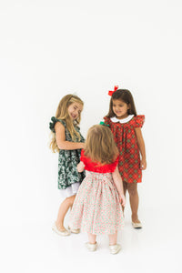 Little Girl's Red and Green Polka Dot Ruffle Holiday Dress