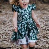Little Girl's Hunter Green and Silver Holiday Dress